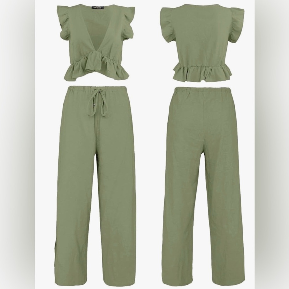 Olive Green Women's Two-Piece Set